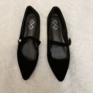 Velvet Pointed Toe Mary Janes